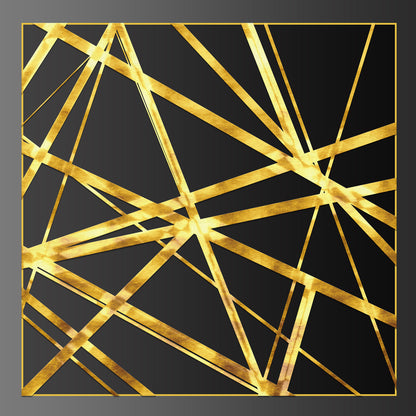 Square Canvas Gold & Black Abstract Design High Quality Print 100% Australian Made