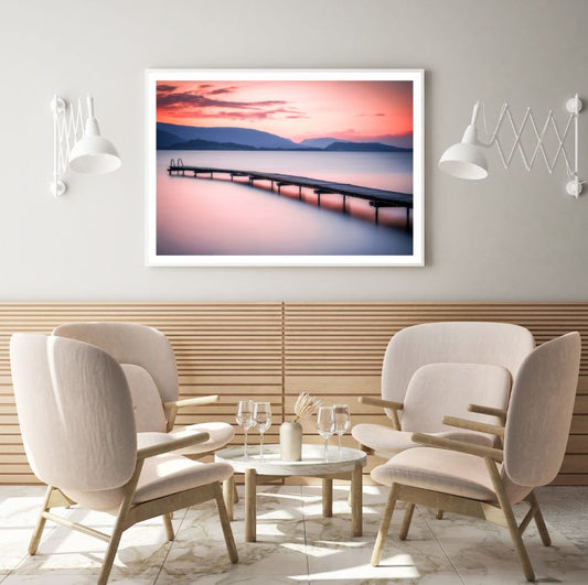Wooden Pier Over Lake Sunset View Home Decor Premium Quality Poster Print Choose Your Sizes