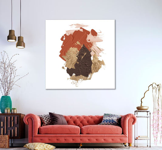 Square Canvas Brown & Beige Abstract Painting High Quality Print 100% Australian Made