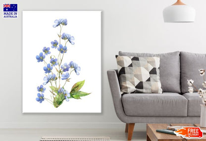Blue Flower Plant Watercolor Painting Print 100% Australian Made