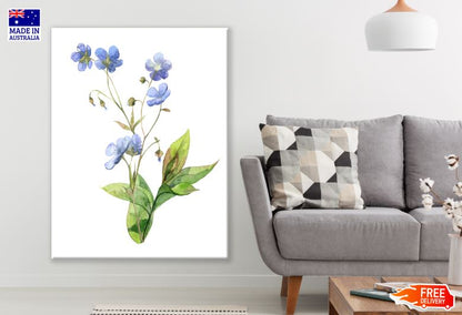 Blue Flower Plant Watercolor Painting Print 100% Australian Made