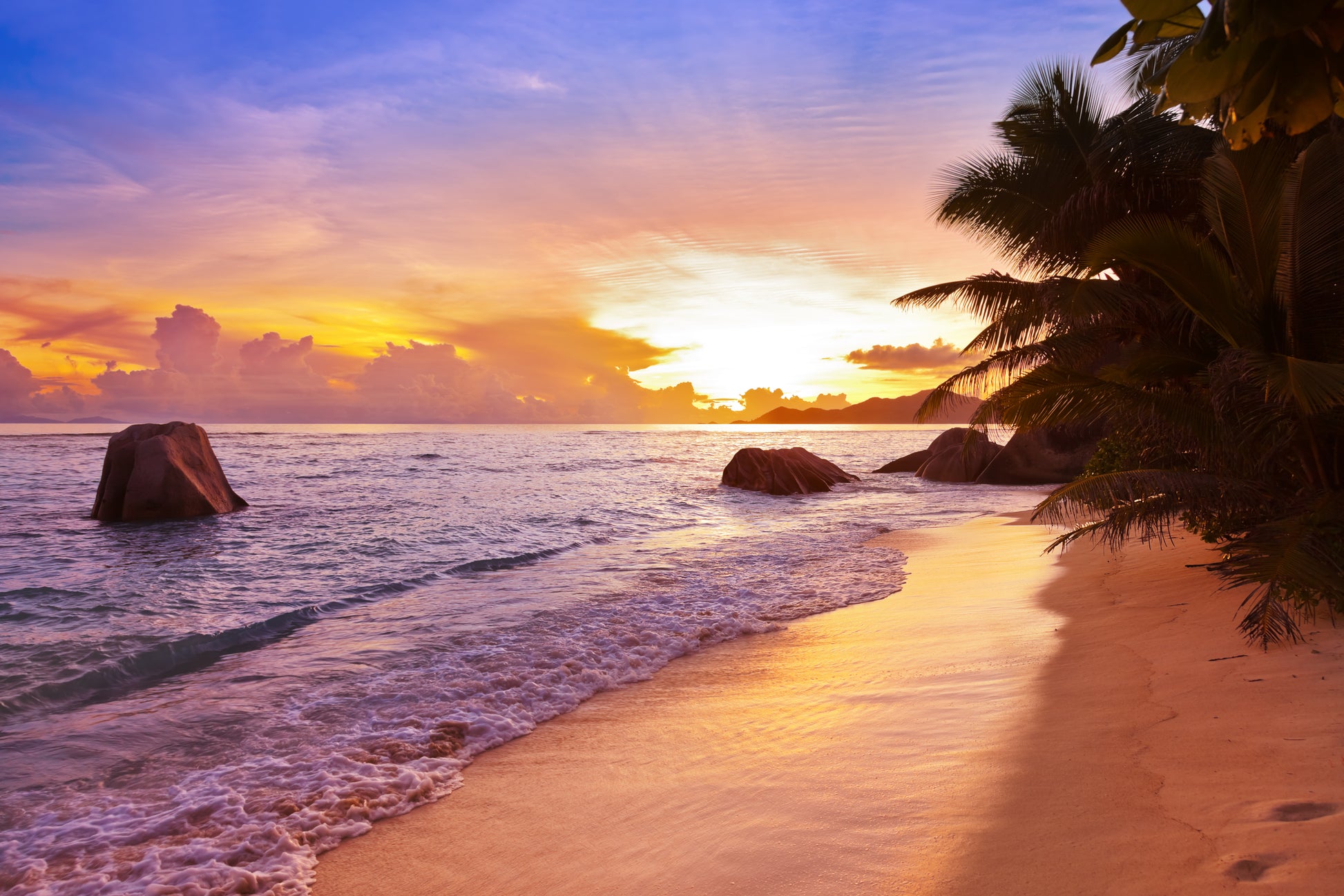 Stunning Beach View with Pink Sky Sunset Photograph Print 100% Australian Made