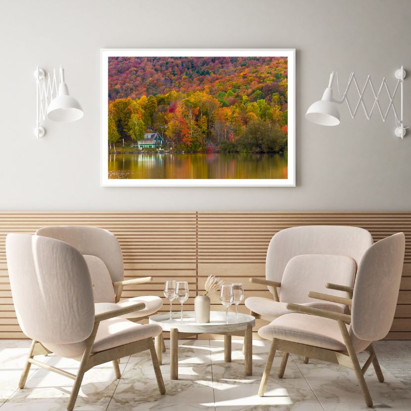 Lake Near Autumn Forest Scenery Photograph Home Decor Premium Quality Poster Print Choose Your Sizes