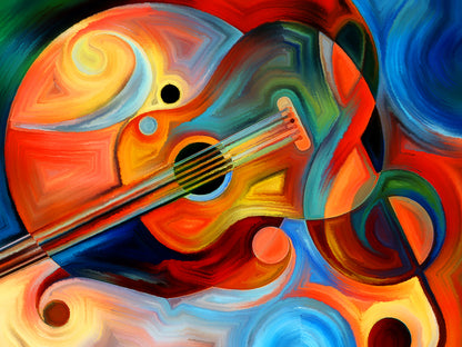 Colourful Guitar Abstract Design Print 100% Australian Made