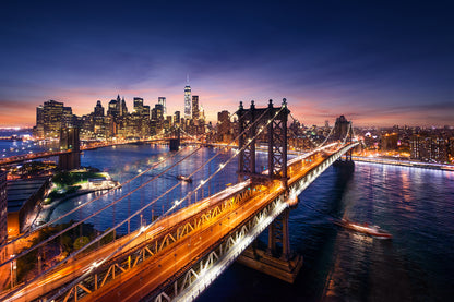 Newyork Brookelyn Bridge Night View Photograph Print 100% Australian Made