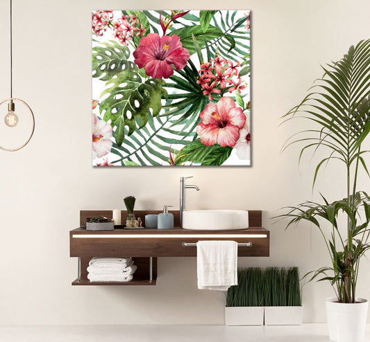 Square Canvas Floral Watercolor Painting High Quality Print 100% Australian Made