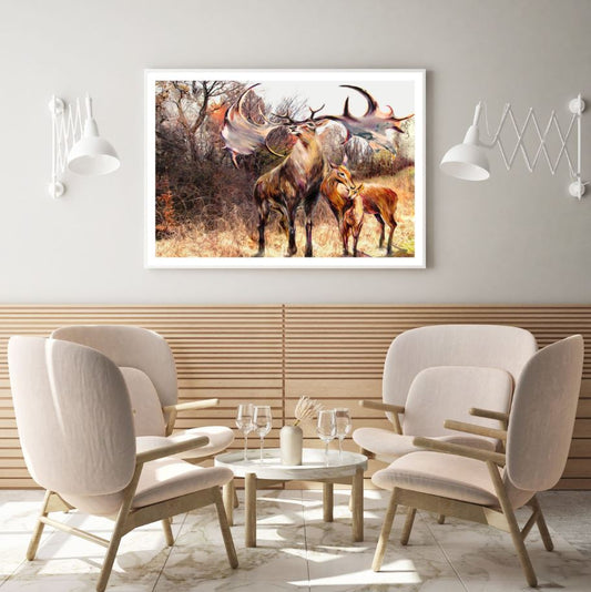 Deers Abstract Oil Painting Home Decor Premium Quality Poster Print Choose Your Sizes