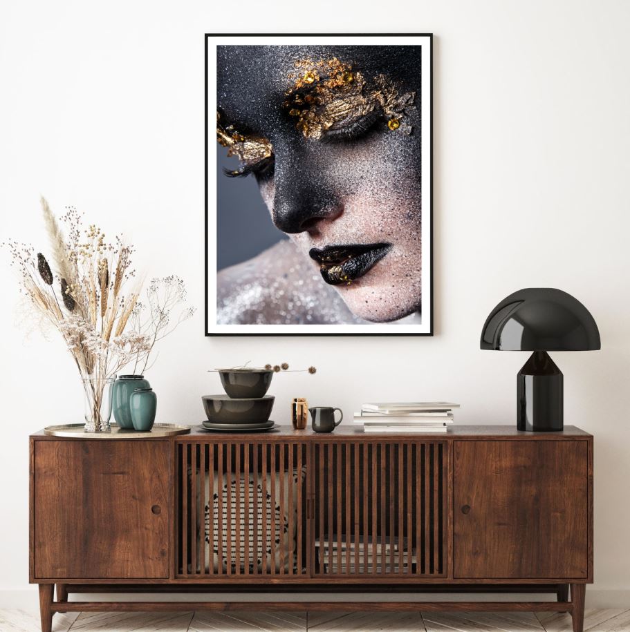 Girl Face with Makeup Black Gold Home Decor Premium Quality Poster Print Choose Your Sizes