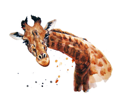 Giraffe Portrait Watercolor Painting Print 100% Australian Made