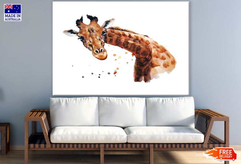 Giraffe Portrait Watercolor Painting Print 100% Australian Made