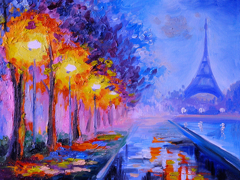 Eiffel Tower Night View Painting Print 100% Australian Made