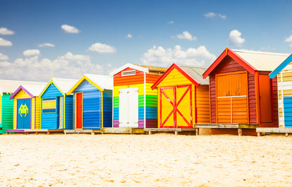 Colourful Beach Houses In a Raw Print 100% Australian Made