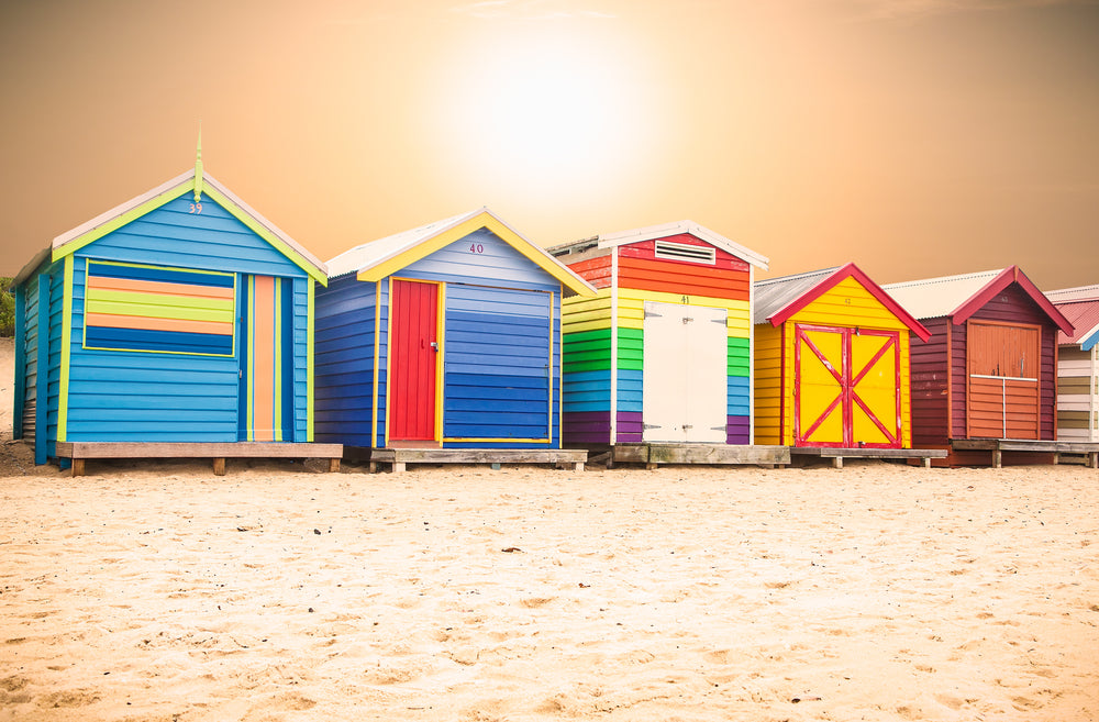 Colourful Beach Houses In a Row Photograph Print 100% Australian Made