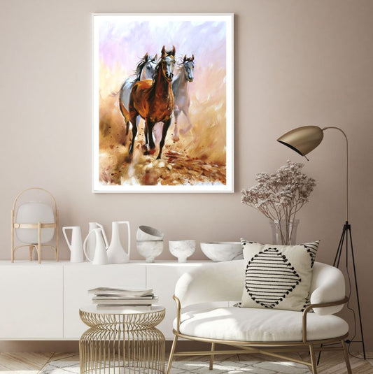 Horses Running Watercolor Paint Home Decor Premium Quality Poster Print Choose Your Sizes