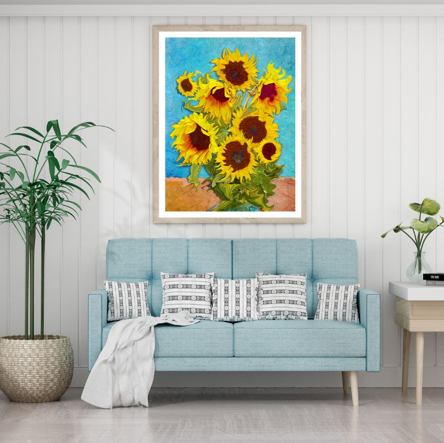 Sunflowers Closeup Oil Painting Home Decor Premium Quality Poster Print Choose Your Sizes