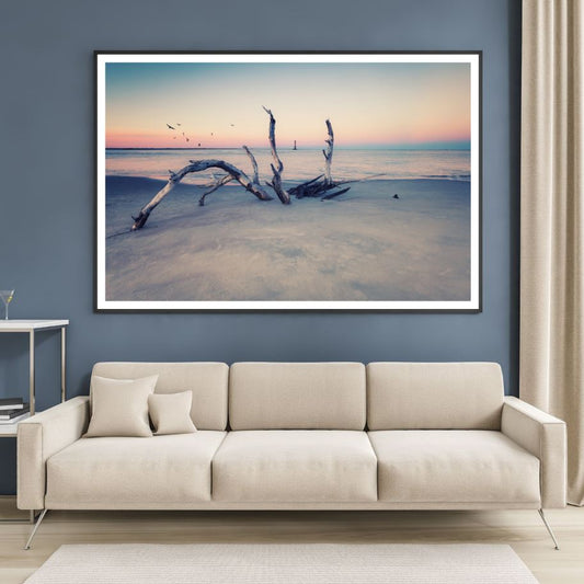Dead Tree on Beach Photograph Home Decor Premium Quality Poster Print Choose Your Sizes