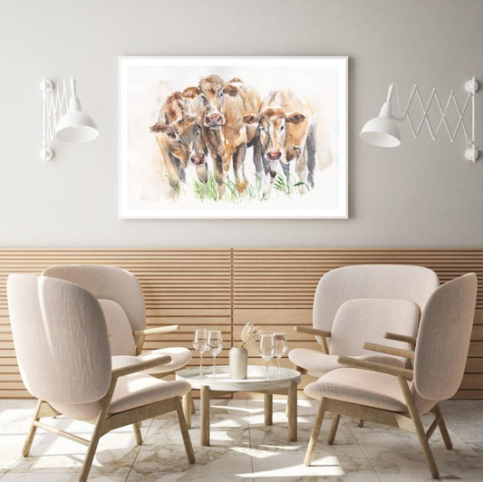 Cattles Watercolor Painting Home Decor Premium Quality Poster Print Choose Your Sizes