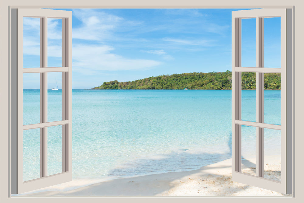 Sea Scenic Window View Photograph Home Decor Premium Quality Poster Print Choose Your Sizes