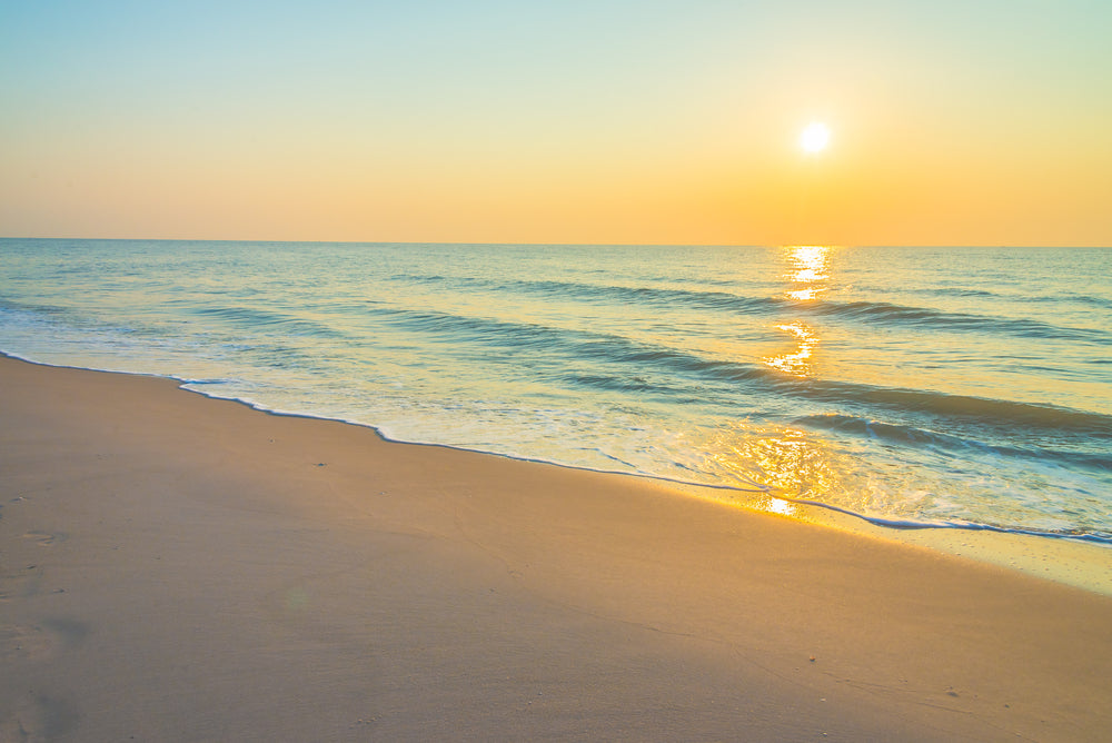 Stunning Calm Beach View Sunset Photograph Print 100% Australian Made
