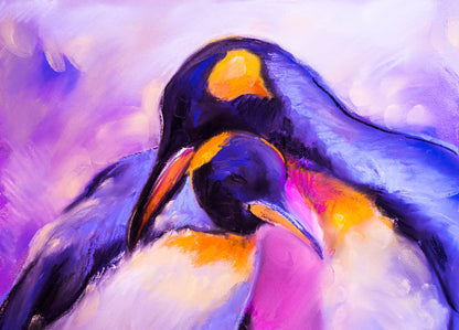 Penguin Couple Abstract Painting Print 100% Australian Made