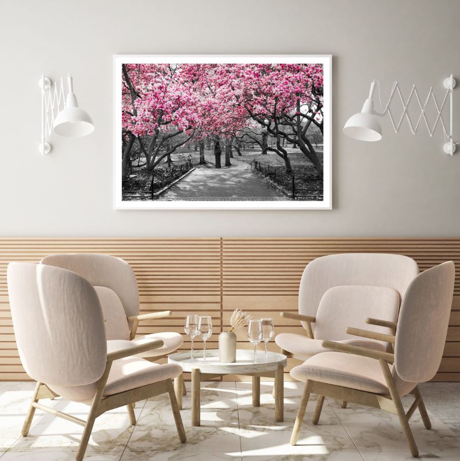 Pink Floral Flower Trees Park Home Decor Premium Quality Poster Print Choose Your Sizes