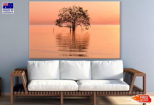 Tree in Lake Scenery View Print 100% Australian Made