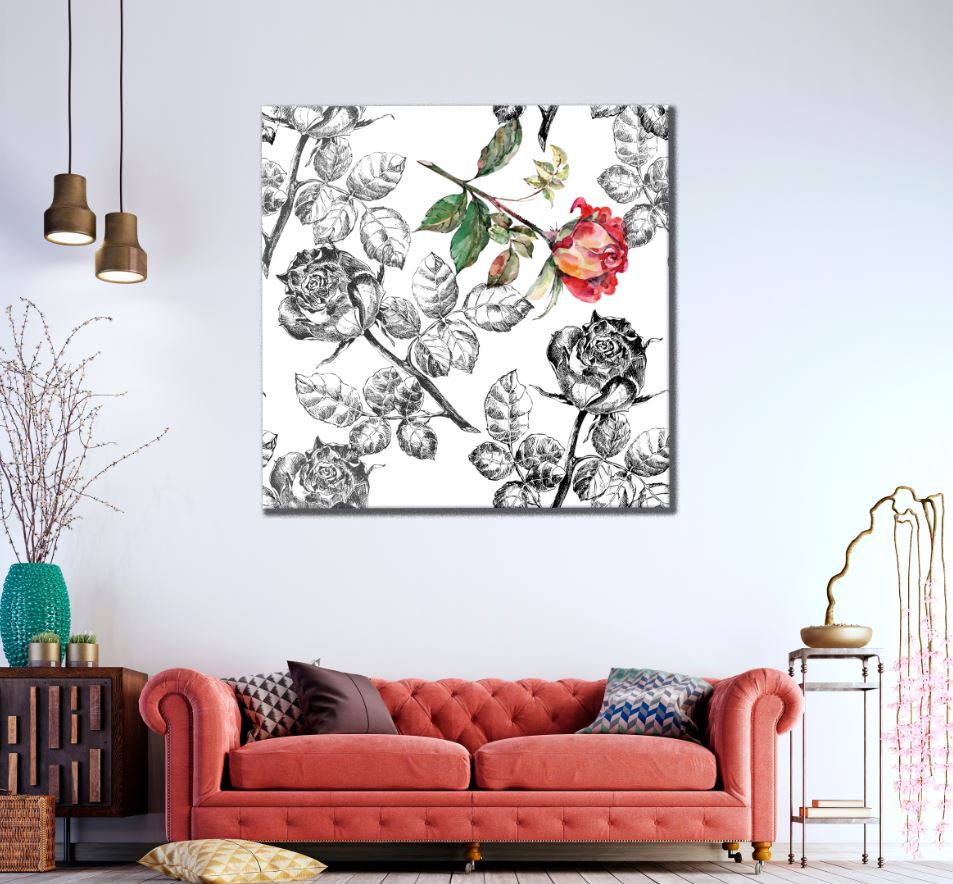 Square Canvas Flowers Watercolor Painting High Quality Print 100% Australian Made