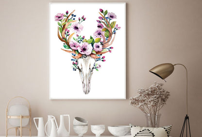 Deer Skull with Flowers Painting Home Decor Premium Quality Poster Print Choose Your Sizes