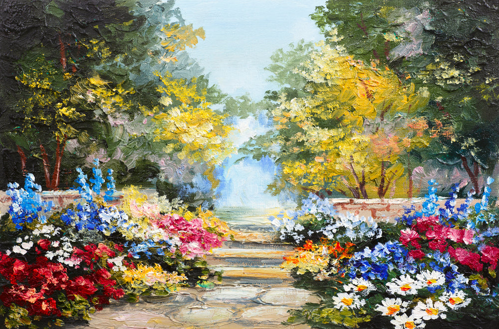 Colourful Floral Garden Painting Print 100% Australian Made