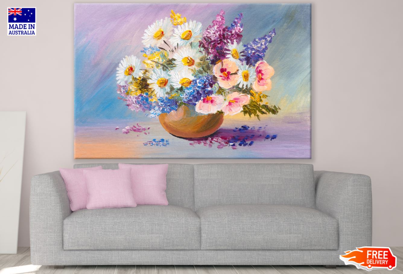 Colorful Flower Vase Oil Painting Print 100% Australian Made