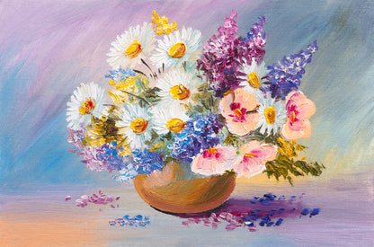 Colorful Flower Vase Oil Painting Print 100% Australian Made