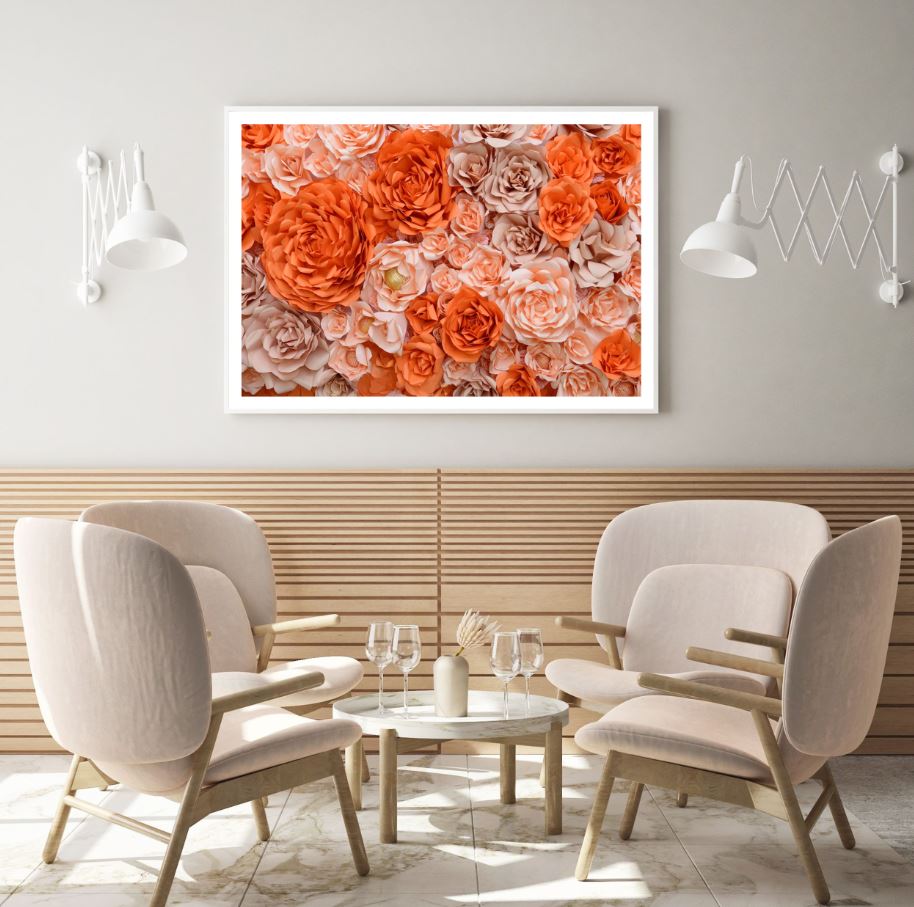 Pink & Orange Paper Flowers Bunch Home Decor Premium Quality Poster Print Choose Your Sizes