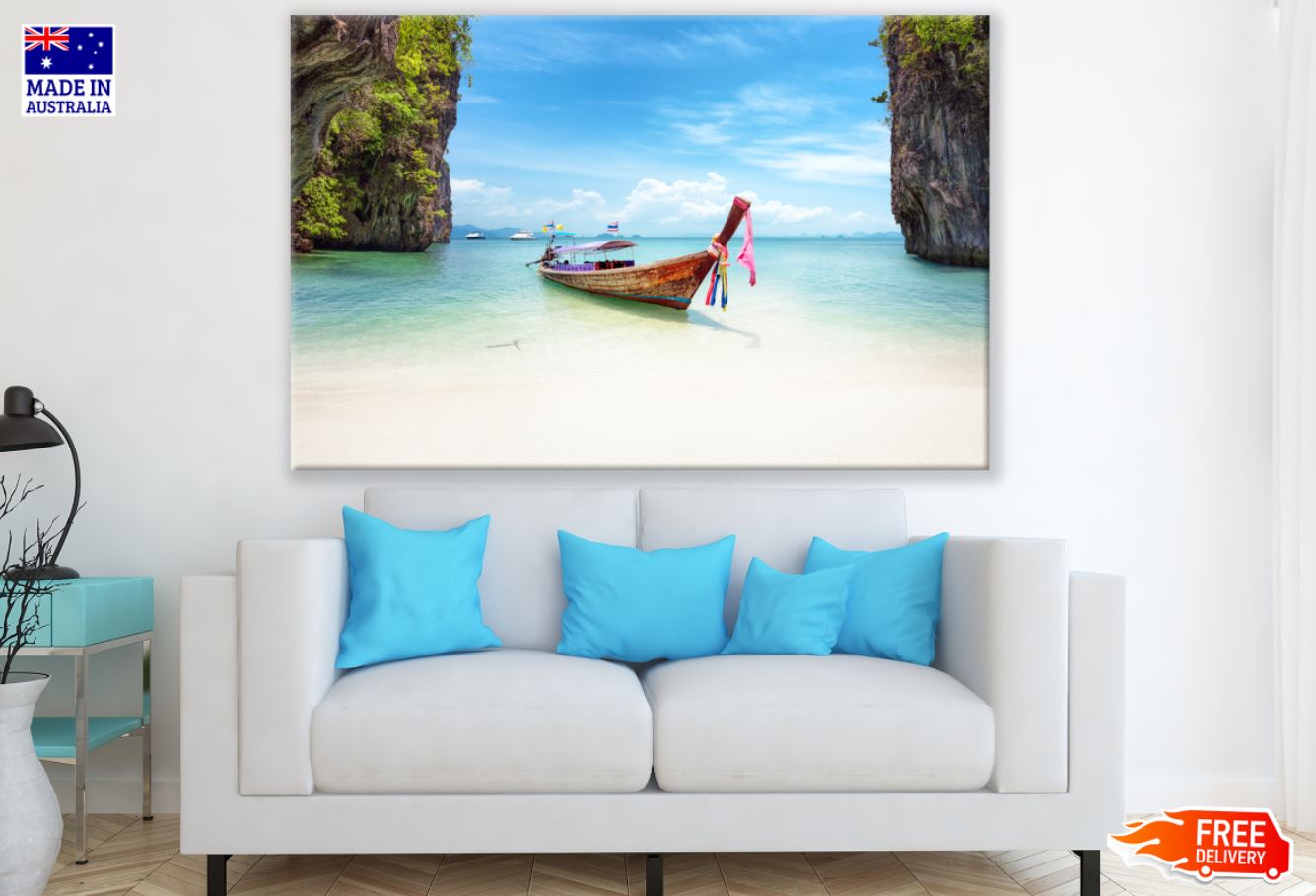 Boat on Sea Shore Photograph Print 100% Australian Made