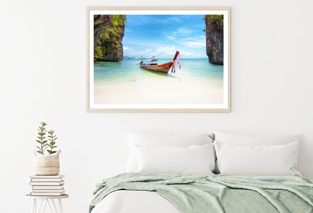 Boat on Sea Shore Photograph Home Decor Premium Quality Poster Print Choose Your Sizes