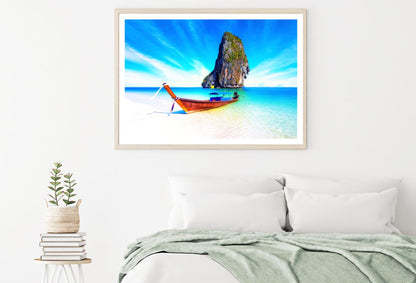 Boat on Sea Shore Photograph Home Decor Premium Quality Poster Print Choose Your Sizes