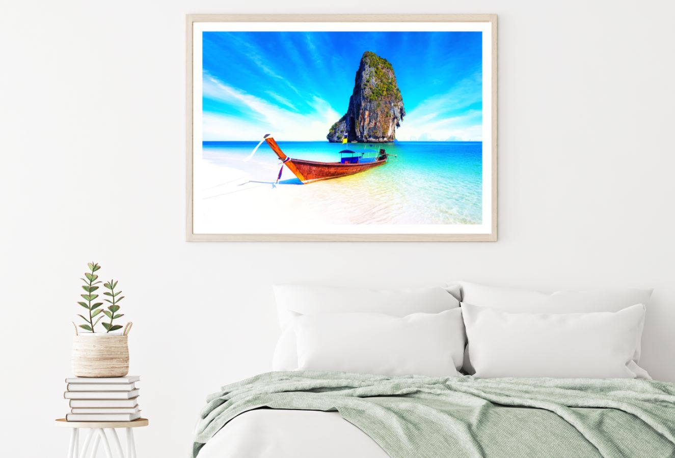 Boat on Sea Shore Photograph Home Decor Premium Quality Poster Print Choose Your Sizes