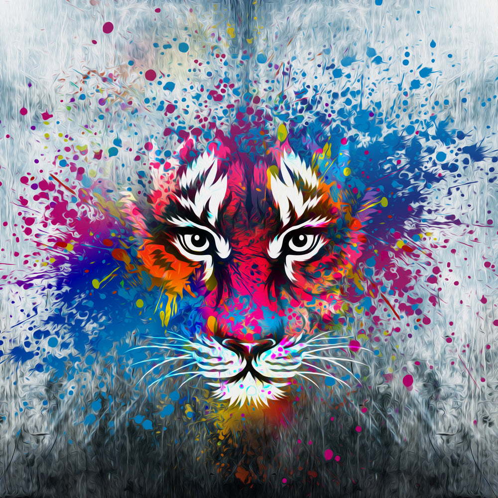 Square Canvas Tiger Portrait Watercolor Abstract Painting High Quality Print 100% Australian Made