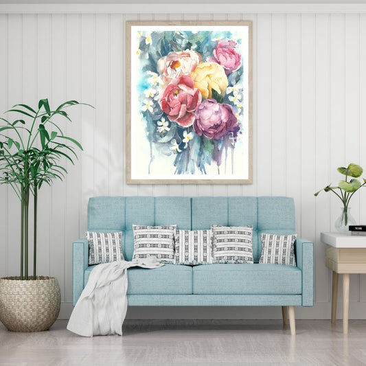 Colorful Flowers Watercolor Paint Home Decor Premium Quality Poster Print Choose Your Sizes