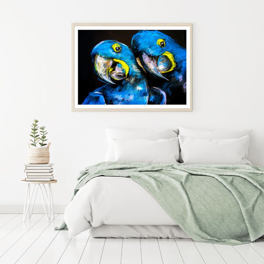 Blue Parrots Faces Watercolor Art Home Decor Premium Quality Poster Print Choose Your Sizes