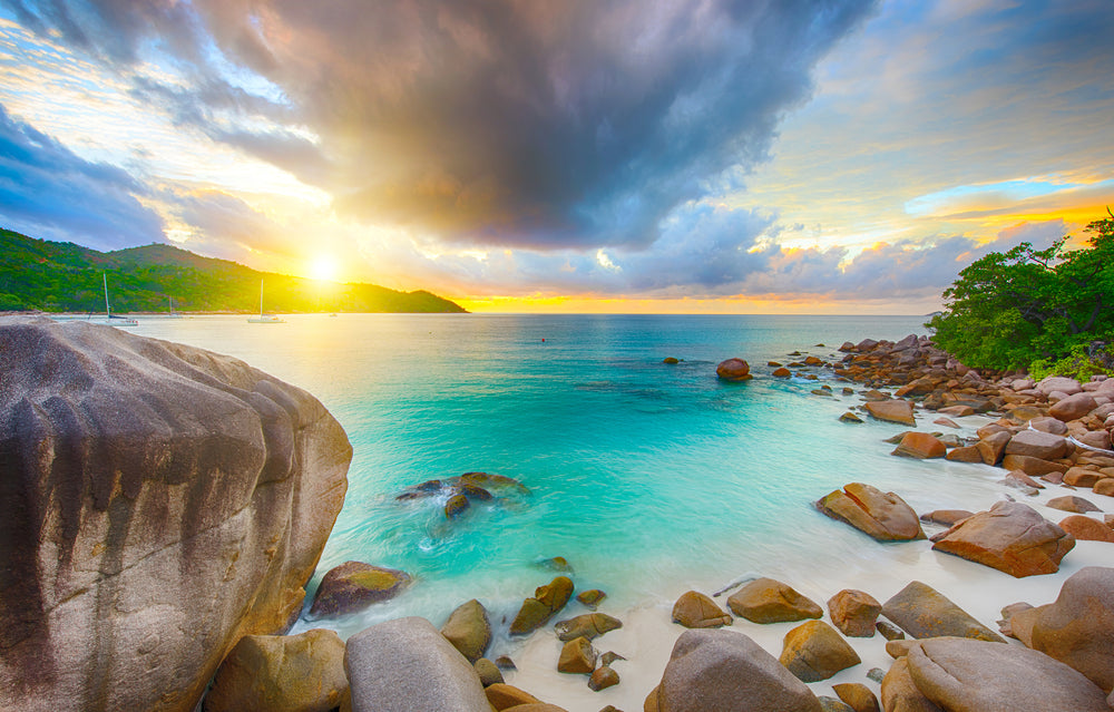 Stunning Sea View with Rocks Sunrise Photograph Print 100% Australian Made