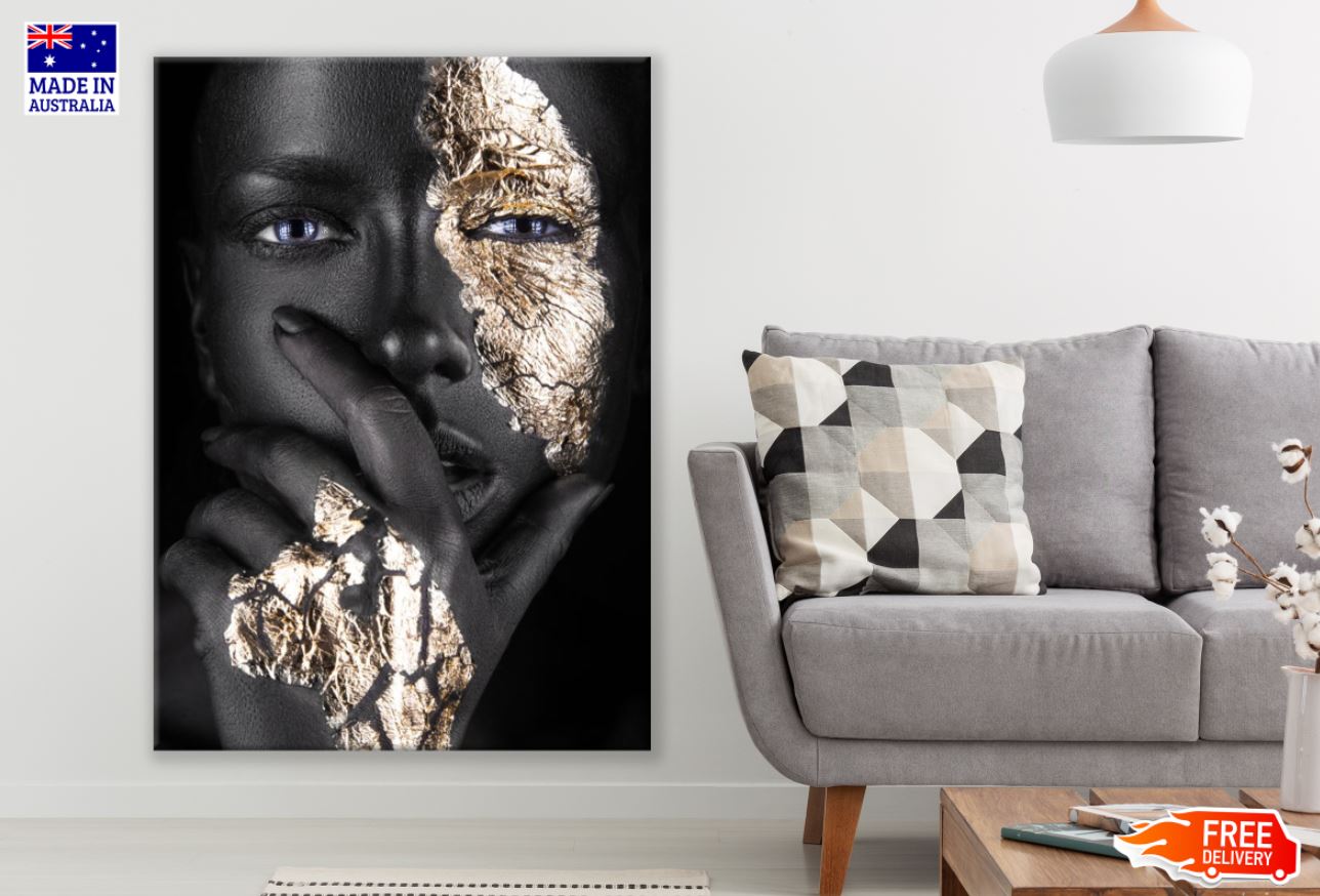 Girl with Gold & Black Makeup Print 100% Australian Made