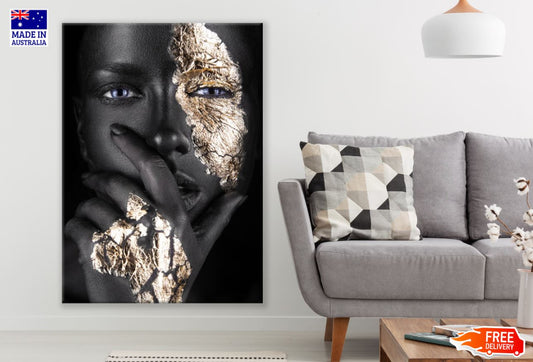 Girl with Gold & Black Makeup Print 100% Australian Made