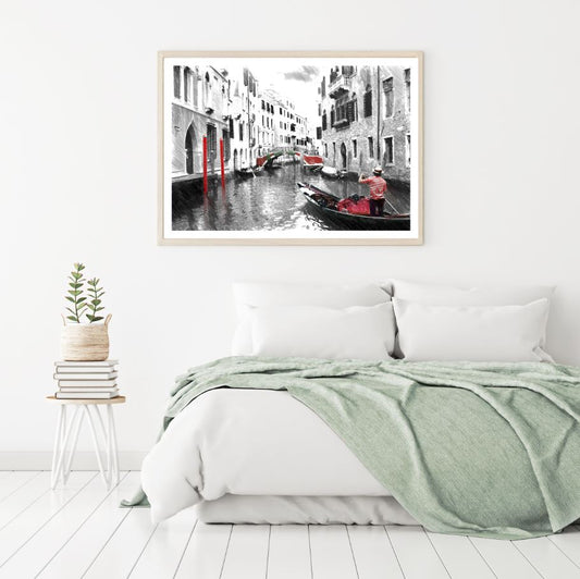 Gondola on Canal Watercolor Paint Home Decor Premium Quality Poster Print Choose Your Sizes