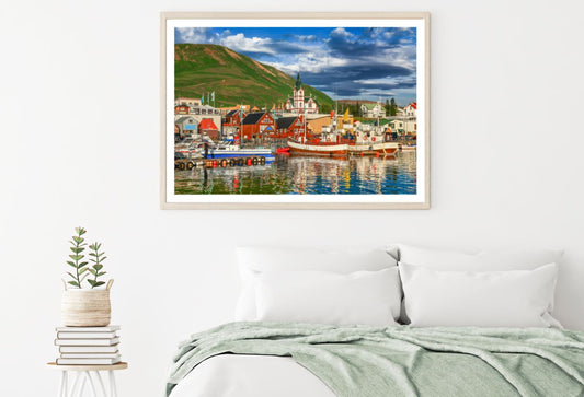 Houses & Boats Near Bay Scenery Home Decor Premium Quality Poster Print Choose Your Sizes