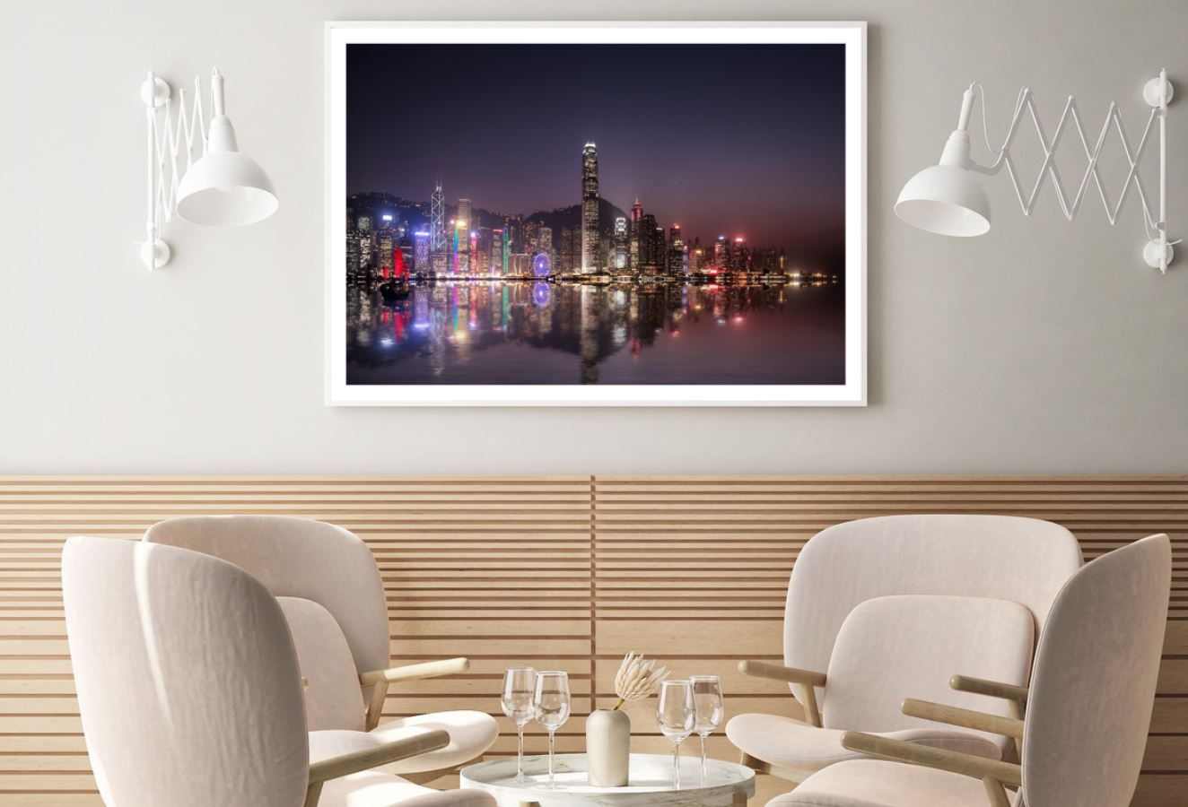 City & Sea Night View Photograph Home Decor Premium Quality Poster Print Choose Your Sizes