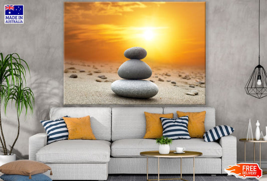 Zen Stones & Sunset Photograph Print 100% Australian Made