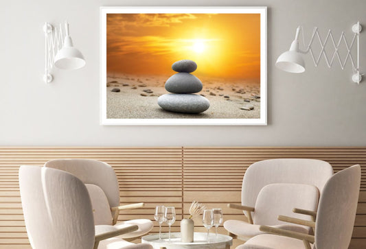 Zen Stones & Sunset Photograph Home Decor Premium Quality Poster Print Choose Your Sizes