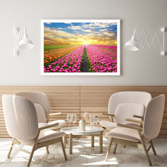 Colorful Tulip Flower Field View Home Decor Premium Quality Poster Print Choose Your Sizes