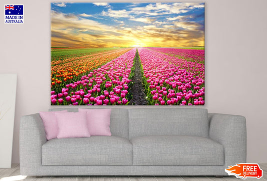 Colorful Tulip Flower Field View Print 100% Australian Made