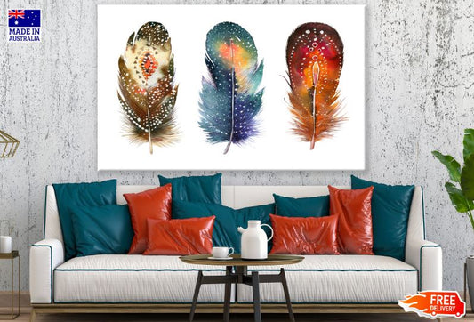 Colorful Feathers Watercolor Painting Print 100% Australian Made